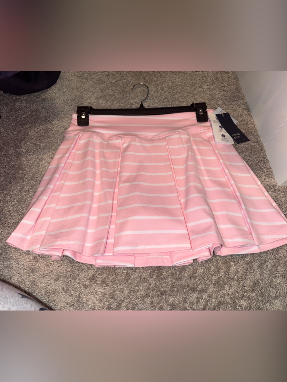 Pink Striped Pleated Skort.